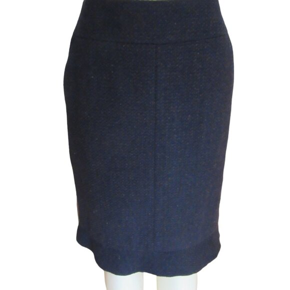 Vintage Chanel 100 Percent Cashmere Knee Length Tweed Brown/Blue Skirt in Sz 40 - Picture 2 of 13